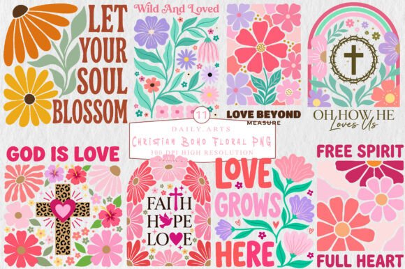 Download Christian Boho Floral PNG Bundle - Boho floral Collection