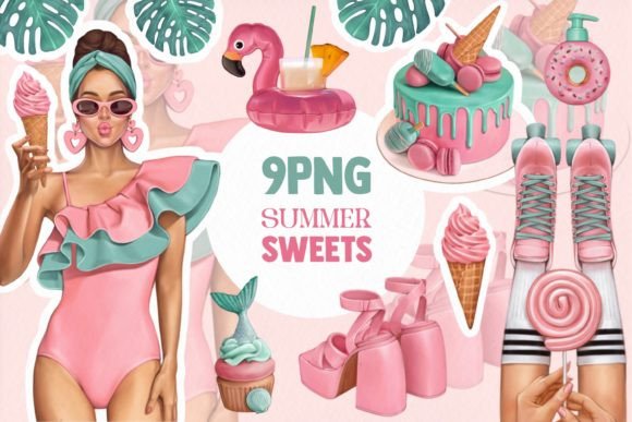 Download Pink Summer Sweets Png Illustr,stickers - Pink Collection
