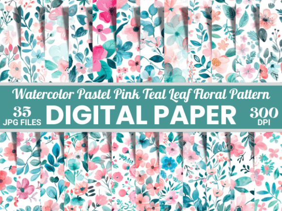 Download Floral Pastel Pink Teal Leaf Pattern - Pink Collection