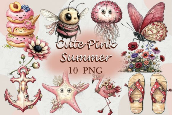 Download Cute Pink Summer Clipart PNG - Pink Collection