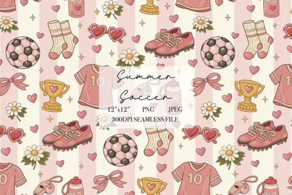 Download Summer Pink Soccer Seamless Pattern - Pink Collection