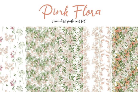 Download Watercolor Pink Flora PNG Pattern Set - Pink Collection