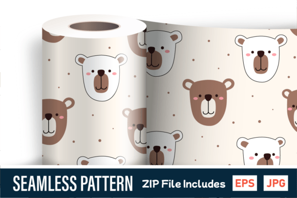 Download Cute Bear Face Seamless Polka Pattern - Polka pattern Collection