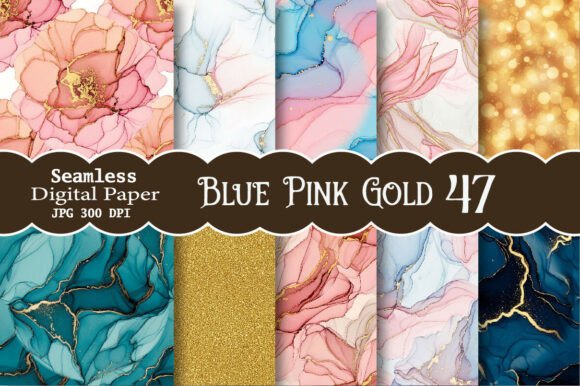 Download Blue Pink Gold Digital Paper - Pink Collection
