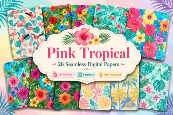 Download Pink Tropical Summer Digital Pattern - Pink Collection