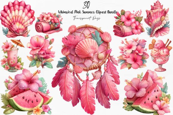 Download Whimsical Pink Summer Clipart - Pink Collection