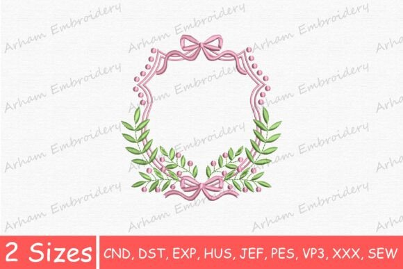 Download Pink Bow Frame with Leaves Monogram - Pink Collection