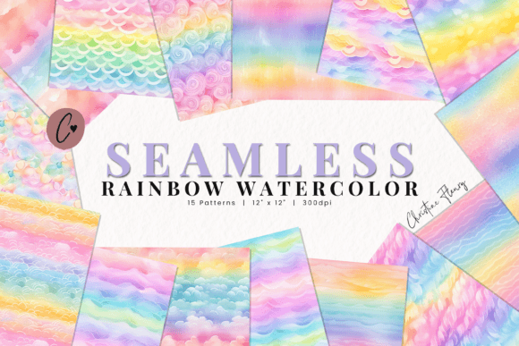 Download Seamless Rainbow Watercolor Patterns - Seamless rainbow Collection