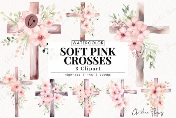 Download Watercolor Soft Pink Crosses Clipart - Pink Collection