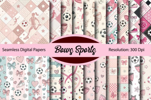 Download Pink Bows Sports Seamless Digital Paper - Pink Collection