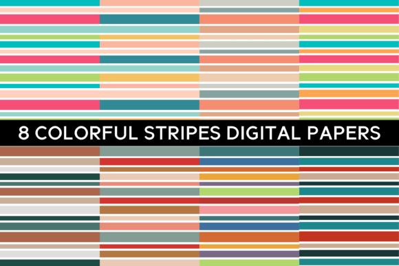 Download 8 Colorful Stripes Digital Papers - Colorful stripes Collection