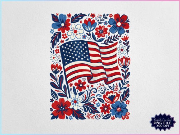 Download Patriotic Boho Floral Flag PNG - Boho floral Collection