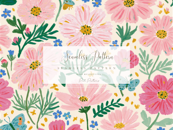 Download Minimalist Cottage Garden Floral Seamless Pattern PNG - Minimal Collection