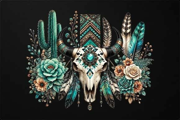 Download Boho Floral Cow Skull PNG - Boho floral Collection