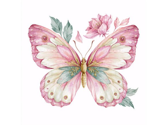 Download 11 JPG Pink Butterfly Watercolor Set - Pink Collection