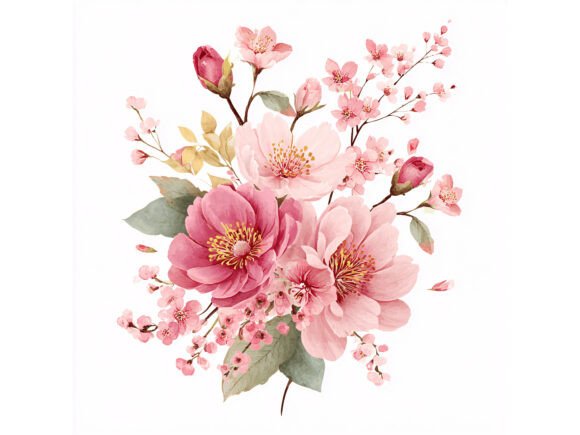 Download 12 JPG Pink Floral Watercolor Set - Pink Collection