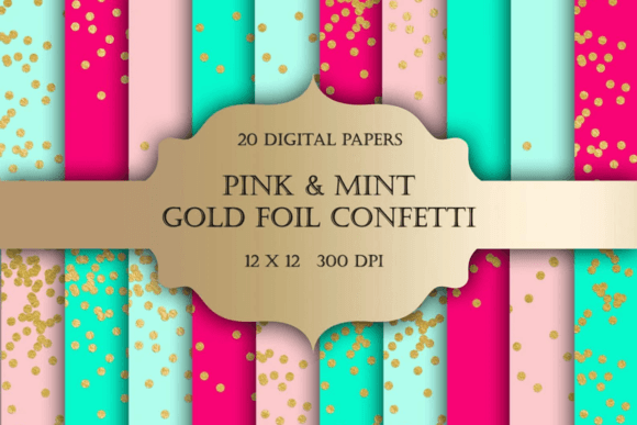 Download Pink Gold Foil Confetti Digital Paper - Pink Collection